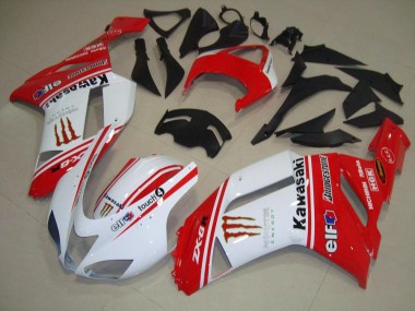 Inexpensive 2007-2008 Red and White Kawasaki ZX6R Bike Fairing