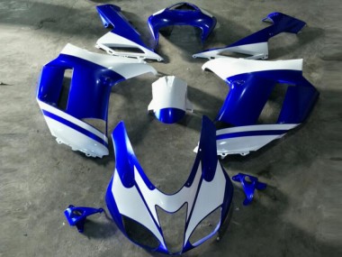 Inexpensive 2007-2008 Blue White Kawasaki ZX6R Motorcycle Replacement Fairings