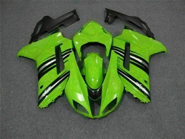 Inexpensive 2007-2008 Green Black Kawasaki ZX6R Motorcycle Fairings Kit