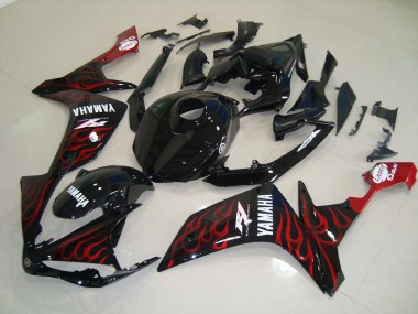 Inexpensive 2007-2008 Glossy Black Flame Yamaha YZF R1 Motorcycle Fairings Kits