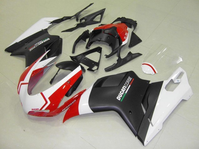 Inexpensive 2007-2014 Matte Black White Red Ducati 848 1098 1198 Motorcycle Fairing Kit Inexpensive 2007-2014 Matte Black White Red Ducati 848 1098 1198 Motorcycle Fairing Kit