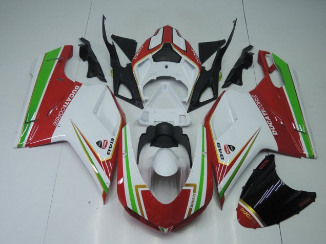 Inexpensive 2007-2014 Red White and Green Ducati 848 1098 1198 Replacement Motorcycle Fairings Inexpensive 2007-2014 Red White and Green Ducati 848 1098 1198 Replacement Motorcycle Fairings