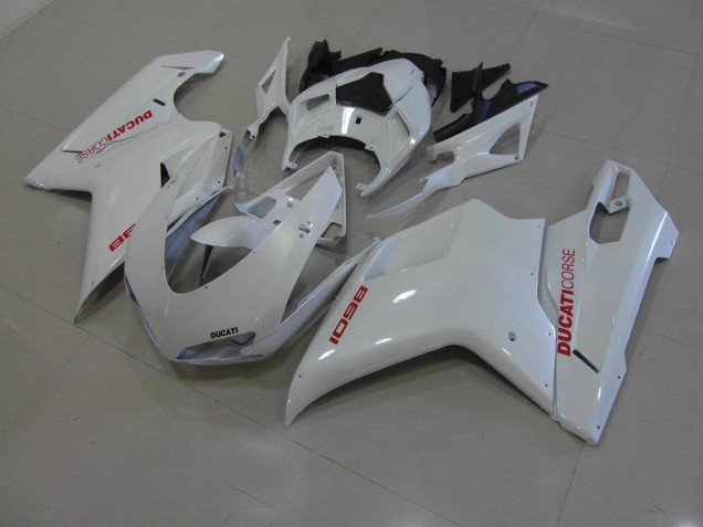 Inexpensive 2007-2014 Pearl White with Red Decals Ducati 848 1098 1198 Motorcyle Fairings Inexpensive 2007-2014 Pearl White with Red Decals Ducati 848 1098 1198 Motorcyle Fairings