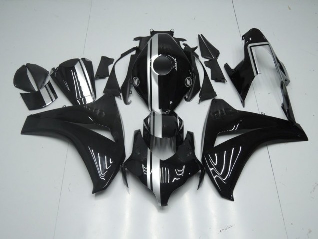 Inexpensive 2008-2011 Glossy Black with Silver Stripe Honda CBR1000RR Motorcycle Fairing Kit