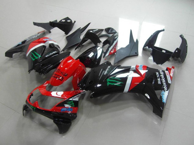 Inexpensive 2008-2012 Red and Black Monster Kawasaki ZX250R Bike Fairings Inexpensive 2008-2012 Red and Black Monster Kawasaki ZX250R Bike Fairings