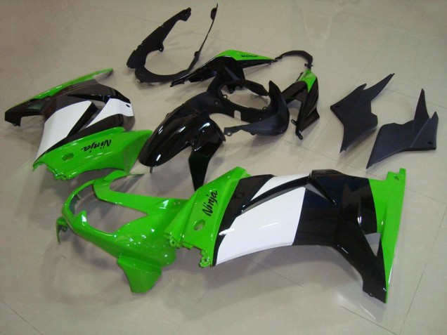 Inexpensive 2008-2012 Green White Black Kawasaki ZX250R Replacement Motorcycle Fairings
