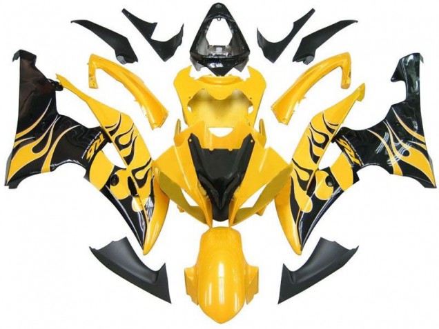 Inexpensive 2008-2016 Yellow Black Flame R6 Yamaha YZF R6 Replacement Motorcycle Fairings