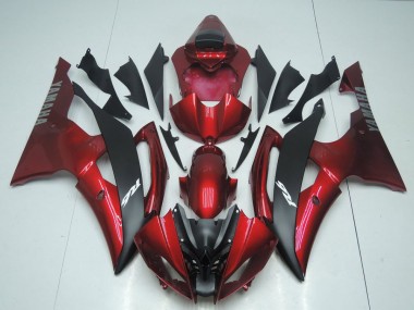 Inexpensive 2008-2016 Candy Red and Black Yamaha YZF R6 Bike Fairings