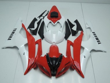 Inexpensive 2008-2016 Red and Pearl White Yamaha YZF R6 Motorcycle Replacement Fairings