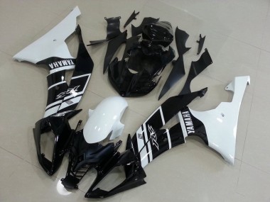Inexpensive 2008-2016 White and Black Yamaha YZF R6 Motorcycle Fairings