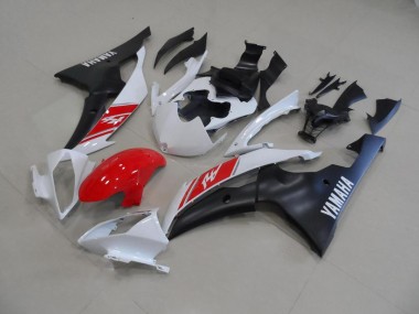 Inexpensive 2008-2016 White and Matte Black Yamaha YZF R6 Moto Fairings