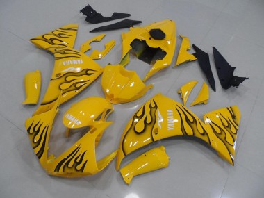 Inexpensive 2009-2011 Yellow Black Flame Yamaha YZF R1 Motorcycle Fairings