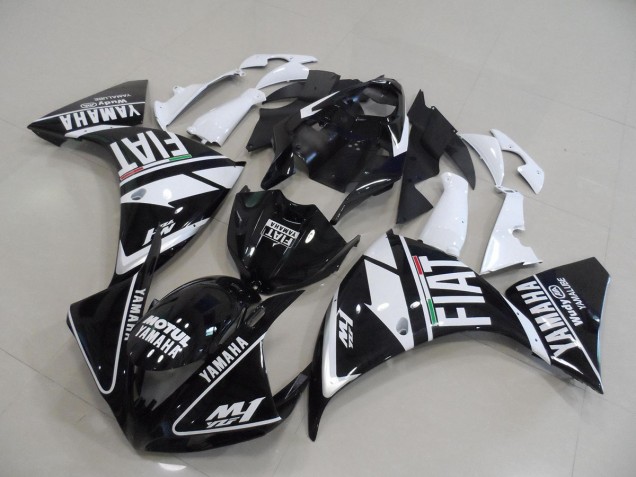 Inexpensive 2009-2011 Black White Fiat Yamaha YZF R1 Bike Fairings Inexpensive 2009-2011 Black White Fiat Yamaha YZF R1 Bike Fairings