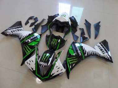 Inexpensive 2009-2011 White Green Big Monster Yamaha YZF R1 Motor Fairings