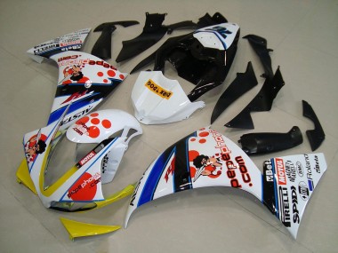 Inexpensive 2009-2011 White Black Pepe Phone Yamaha YZF R1 Motorcycle Fairing Kits