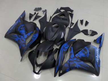 Inexpensive 2009-2012 Matte Black Blue Skull Honda CBR600RR Motorcycle Fairings Kit