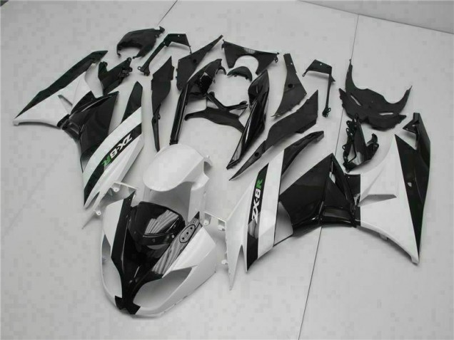 Inexpensive 2009-2012 Black White Kawasaki ZX6R Motorcycle Fairings Inexpensive 2009-2012 Black White Kawasaki ZX6R Motorcycle Fairings