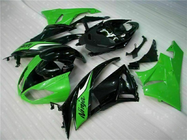 Inexpensive 2009-2012 Black Green Kawasaki ZX6R Bike Fairing Kit