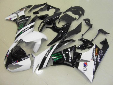 Inexpensive 2009-2012 White Monster Kawasaki ZX6R Moto Fairings