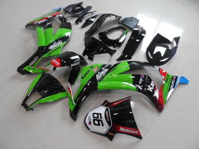 Inexpensive 2011-2015 Green Black with Number 66 Kawasaki ZX10R Motorcyle Fairings