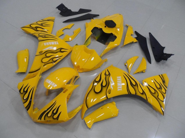 Inexpensive 2012-2014 Yellow Black Flame Yamaha YZF R1 Motorcyle Fairings Inexpensive 2012-2014 Yellow Black Flame Yamaha YZF R1 Motorcyle Fairings