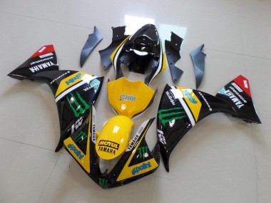Inexpensive 2012-2014 Yellow Black Monster Yamaha YZF R1 Replacement Fairings