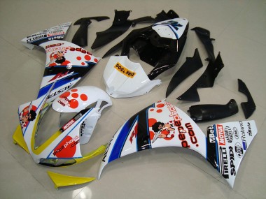 Inexpensive 2012-2014 White Black Pepe Phone Yamaha YZF R1 Motorcycle Fairings Kit