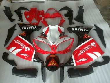 Inexpensive 2012-2014 Red White and Black Graphic Yamaha YZF R1 Motorbike Fairing