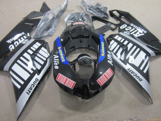Inexpensive 2007-2014 Black White Advance Alice Ducati 1098 Replacement Fairings Inexpensive 2007-2014 Black White Advance Alice Ducati 1098 Replacement Fairings