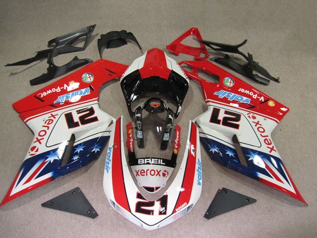 Inexpensive 2007-2014 Red White Breil Xerox 21 Ducati 1098 Motorbike Fairings Inexpensive 2007-2014 Red White Breil Xerox 21 Ducati 1098 Motorbike Fairings