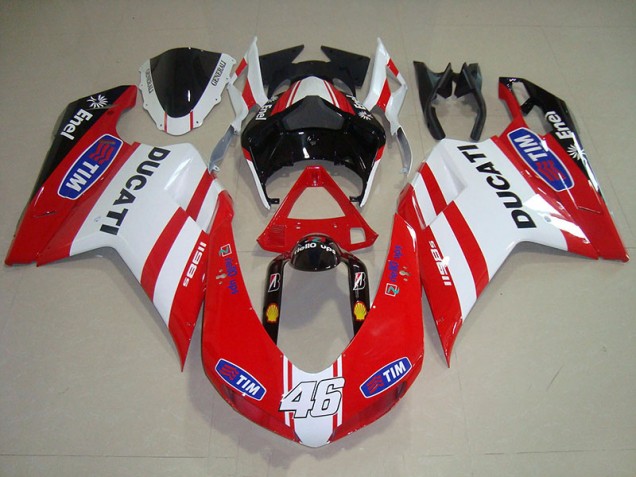 Inexpensive 2007-2014 Red White Tim 46 Ducati 1098 Motorcycle Fairing Kit Inexpensive 2007-2014 Red White Tim 46 Ducati 1098 Motorcycle Fairing Kit