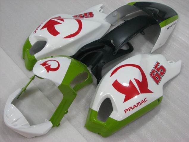 Inexpensive 2008-2012 White Red PRAMAC 65 Ducati Monster 696 Motorcylce Fairings