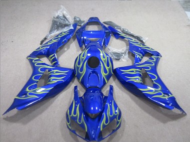 Inexpensive 2006-2007 Blue Green Flame Honda CBR1000RR Motorcycle Fairings