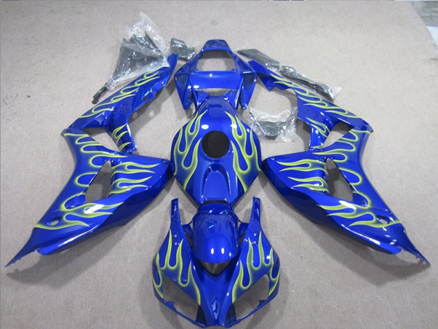 Inexpensive 2006-2007 Blue Green Flame Honda CBR1000RR Motorcycle Fairings