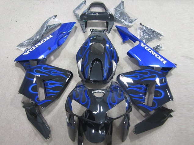 Inexpensive 2005-2006 Black Blue Flame Honda CBR600RR Bike Fairings