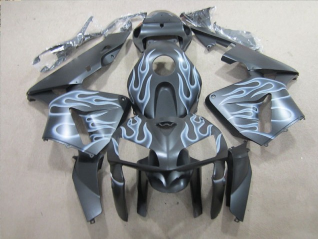 Inexpensive 2005-2006 Black Silver Flame Honda CBR600RR Replacement Motorcycle Fairings