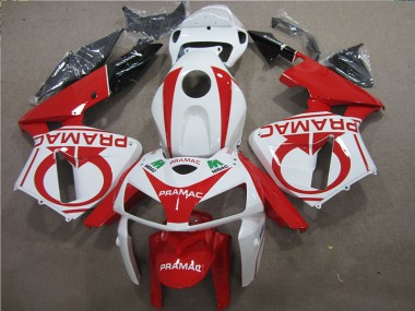 Inexpensive 2005-2006 Red White PRAMAC Honda CBR600RR Bike Fairing Kit