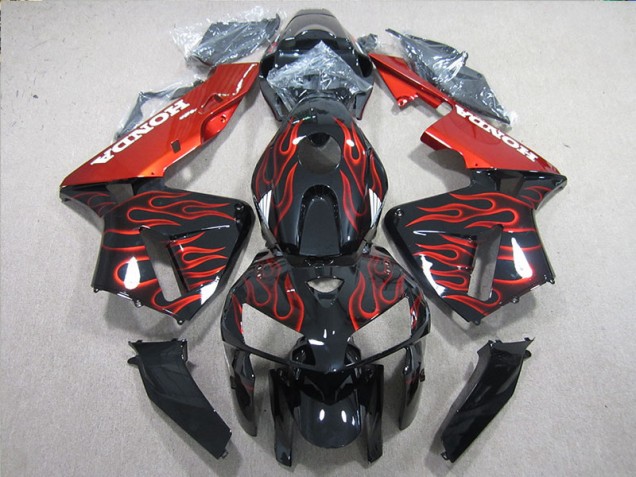 Inexpensive 2005-2006 Black Red Flame Honda CBR600RR Motorcycle Fairings Kits Inexpensive 2005-2006 Black Red Flame Honda CBR600RR Motorcycle Fairings Kits