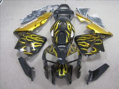 Inexpensive 2005-2006 Black Yellow Flame Honda CBR600RR Motorcycle Fairing Kits