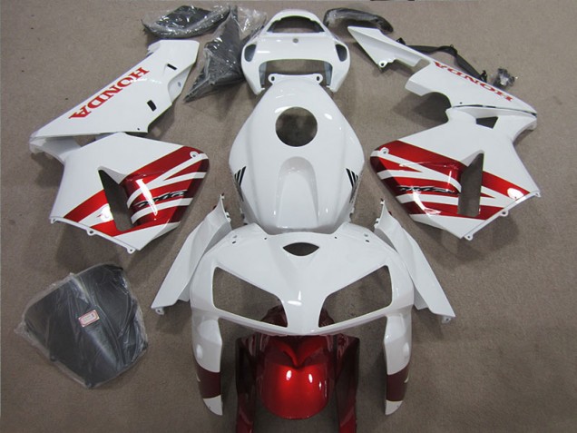 Inexpensive 2005-2006 White Red Honda CBR600RR Motorcycle Fairing Kit Inexpensive 2005-2006 White Red Honda CBR600RR Motorcycle Fairing Kit