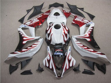 Inexpensive 2007-2008 White Red Flame SHARK Honda CBR600RR Replacement Motorcycle Fairings