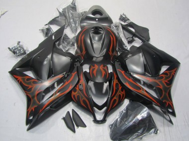 Inexpensive 2009-2012 Black Red Flame Honda CBR600RR Motorcycle Replacement Fairings