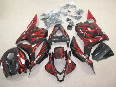 Inexpensive 2009-2012 Black Red Flame Honda CBR600RR Bike Fairings