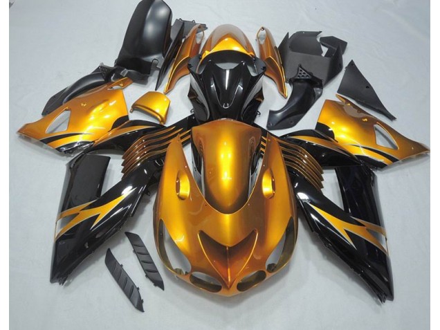 Inexpensive 2006-2011 Black Gold Kawasaki ZX14R ZZR1400 Motorcycle Bodywork Inexpensive 2006-2011 Black Gold Kawasaki ZX14R ZZR1400 Motorcycle Bodywork