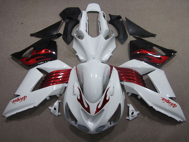 Inexpensive 2006-2011 White Red Ninja Kawasaki ZX14R ZZR1400 Motorcycle Fairings Kits Inexpensive 2006-2011 White Red Ninja Kawasaki ZX14R ZZR1400 Motorcycle Fairings Kits