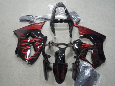 Inexpensive 2000-2002 Black Red Flame Kawasaki ZX6R Motorbike Fairing Kits