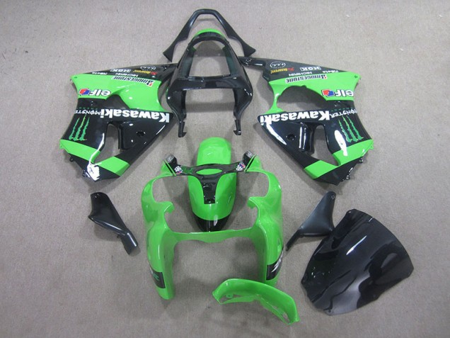 Inexpensive 2000-2002 Black Green Monster Kawasaki ZX6R Motor Fairings Inexpensive 2000-2002 Black Green Monster Kawasaki ZX6R Motor Fairings