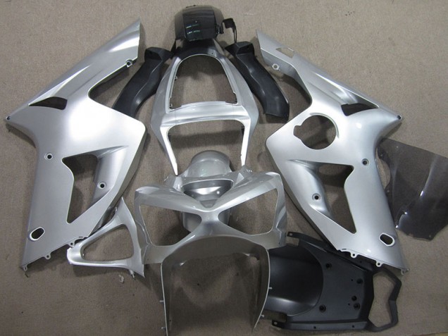 Inexpensive 2003-2004 Silver Kawasaki ZX6R Motorcycle Fairings Kit Inexpensive 2003-2004 Silver Kawasaki ZX6R Motorcycle Fairings Kit