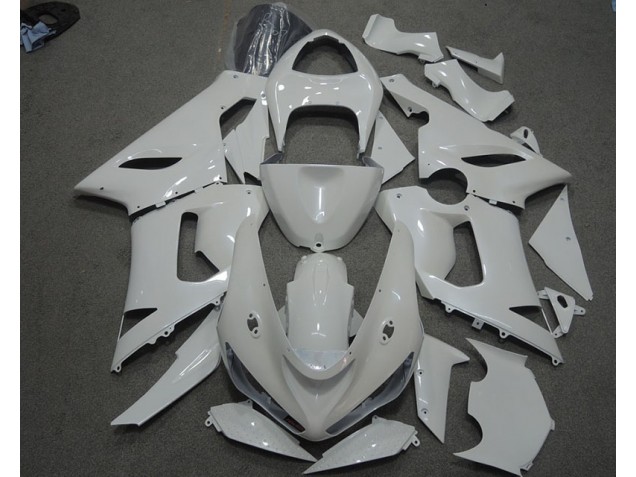 Inexpensive 2005-2006 White Kawasaki ZX6R Motorcycle Fairings Kit Inexpensive 2005-2006 White Kawasaki ZX6R Motorcycle Fairings Kit