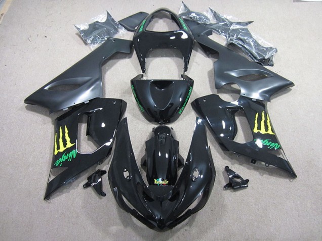 Inexpensive 2005-2006 Black Green Ninja Kawasaki ZX6R Motorcycle Fairing Kits Inexpensive 2005-2006 Black Green Ninja Kawasaki ZX6R Motorcycle Fairing Kits
